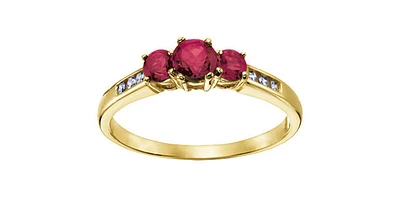10K Yellow Gold Ruby & Diamond Ring - /