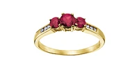 10K Yellow Gold Ruby & Diamond Ring - /