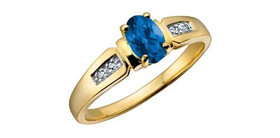 10K Yellow Gold Sapphire & Diamond Ring