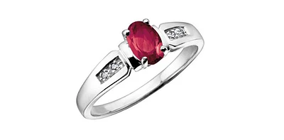 10K White Gold Ruby & Diamond Ring