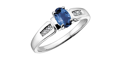 10K White Gold Sapphire & Diamond Ring