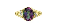10K Yellow Gold Mystic Topaz & Diamond Ring