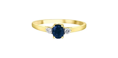 10K Yellow Gold Sapphire & Diamond Ring - 4