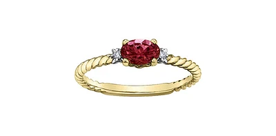 10K Yellow Gold Garnet and Diamond Ring - 4