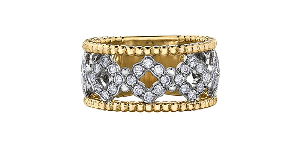 14K Yellow & White Gold 0.85cttw White Diamond Ring