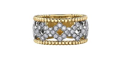 14K Yellow & White Gold 0.85cttw White Diamond Ring