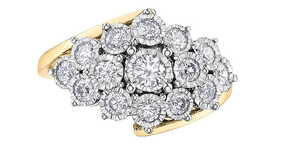 10K Yellow Gold 1.00cttw Diamond Ring - size 6.5