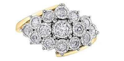 10K Yellow Gold 1.00cttw Diamond Ring - size 6.5