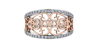 10K White & Rose Gold Diamond Ring