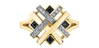 10K Yellow Gold 0.12cttw White & Black Diamond Ring