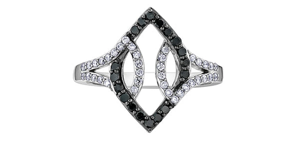 10K White Gold 0.37cttw White & Black Diamond Ring