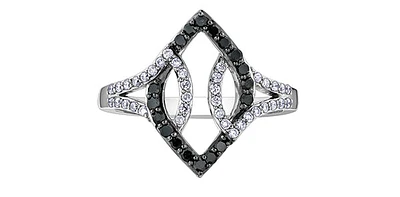 10K White Gold 0.37cttw White & Black Diamond Ring