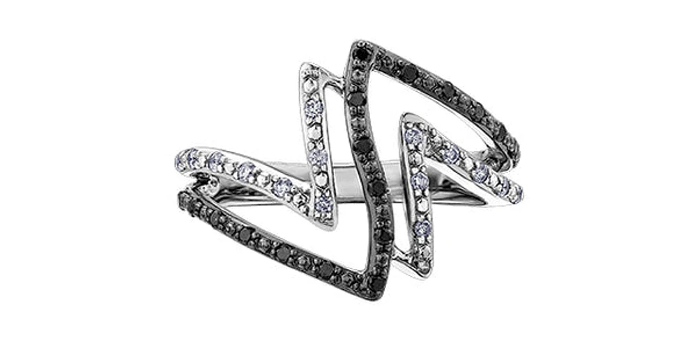 10K White Gold 0.25cttw White & Black Diamond Ring