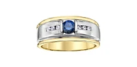 10K Yellow Gold Sapphire and Diamond Gents Ring