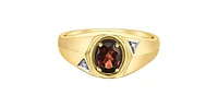 10K Yellow Gold Garnet and Diamond Gents Ring, 10