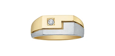 10K White and Yellow Gold 0.06cttw Diamond Gents Ring, 10