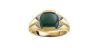10K Yellow Gold 0.02cttw Diamond and Bloodstone Gents Ring, size 10