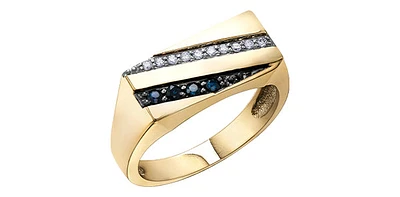 10K Yellow Gold Sapphire and 0.10cttw Diamond Ring - /