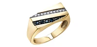 10K Yellow Gold Sapphire and 0.10cttw Diamond Ring - /