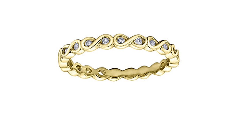 10K Yellow Gold 0.075cttw Diamond Infinity Ring