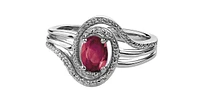 925 Sterling Silver Ruby & Diamond Ring