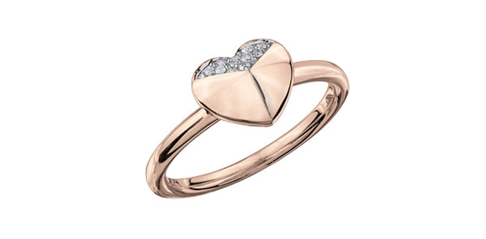 10K Rose Gold 0.05cttw Diamond Heart Ring