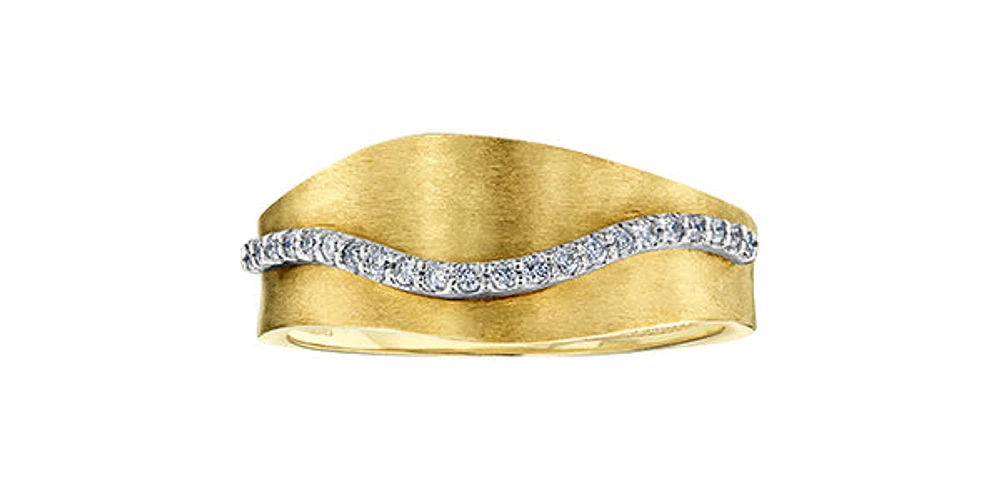 10K Yellow & White Gold 0.11cttw Diamond Ring
