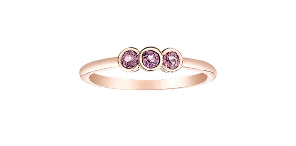 10K Rose Gold 0.30cttw Genuine Rhodalite Garnet Ring, size 6.5