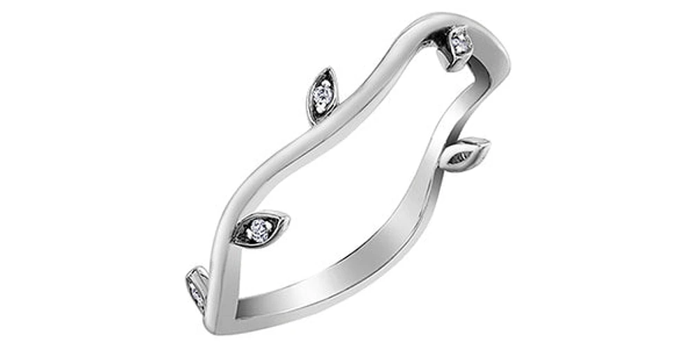 10K White Gold 0.02cttw Diamond Vine Band