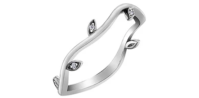 10K White Gold 0.02cttw Diamond Vine Band