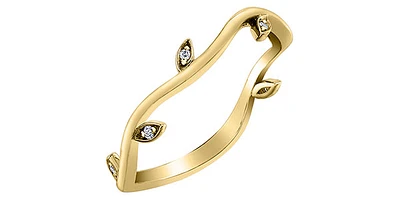 10K Yellow Gold 0.02cttw Diamond Vine Band