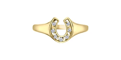 10K Yellow Gold 0.07cttw Diamond Horseshoe Ring - /