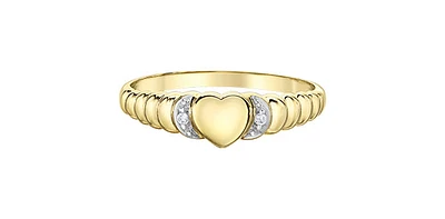 10K Yellow Gold 0.013cttw Diamond Signet Ring, size 6.5