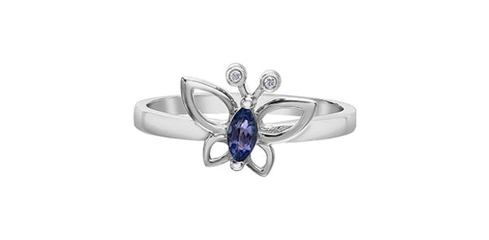 10K White Gold Tanzanite & Diamond Ring