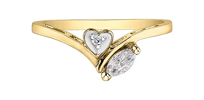 10K Yellow Gold White Topaz and Diamond Ring