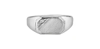 10K White Gold 0.007cttw Diamond Signet Ring - /