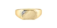 10K Yellow Gold 0.007cttw Diamond Signet Ring for Men, - /