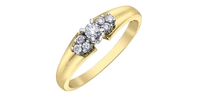 10K Yellow Gold 0.20cttw Canadian Diamond Engagement Ring, 6.5 - / White
