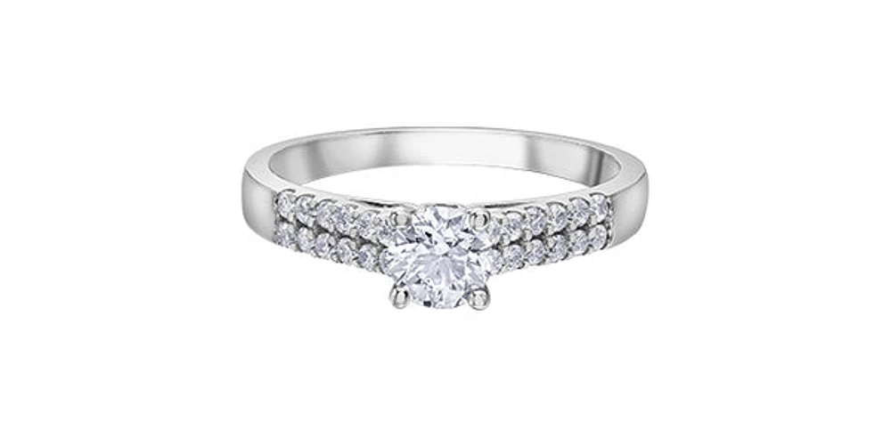 14K White Gold 0.75cttw Canadian Diamond Engagement Ring, Size 6.5