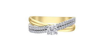 14K Yellow and White Gold 0.50cttw Canadian Diamond Engagement Ring - /
