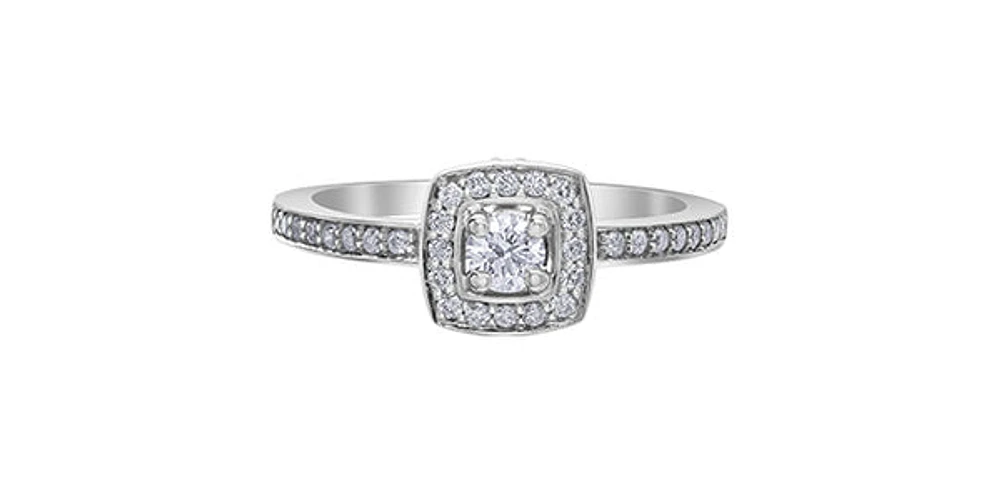 10K White Gold 0.40cttw Canadian Diamond Engagement Ring, Size 6.5