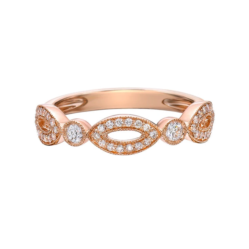 14K Rose Gold 1/4ct twt bezel-set diamond band