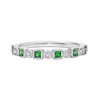 10K White Gold Emerald & diamond band
