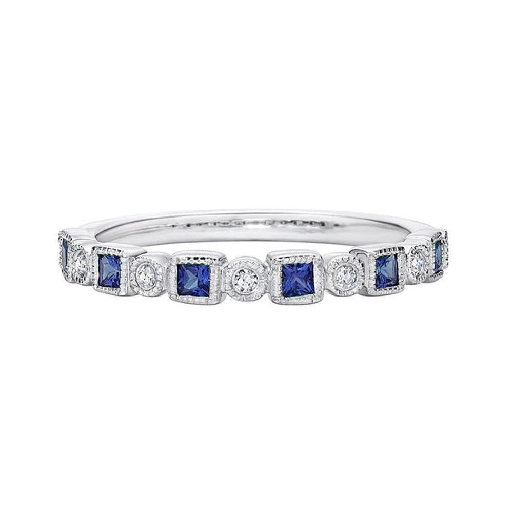 10K White Gold Sapphire & diamond band