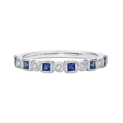 10K White Gold Sapphire & diamond band
