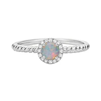 10K White Gold White Opal ring with Diamond Halo