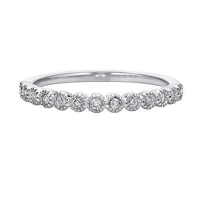 10K White Gold 1/6ct twt bezel-set diamond wedding band