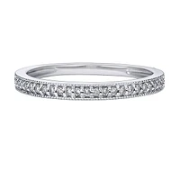 10K White Gold 1/6ct twt prong-set diamond wedding band with edge