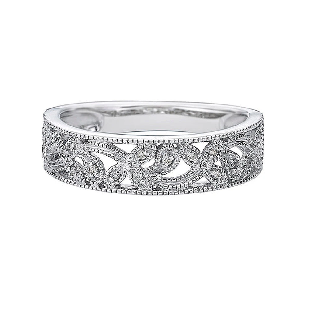 10K White Gold Pave-set diamond wedding band