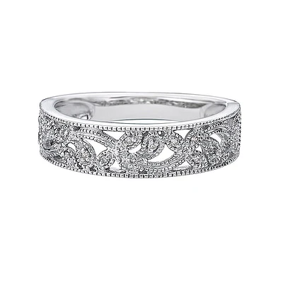 10K White Gold Pave-set diamond wedding band